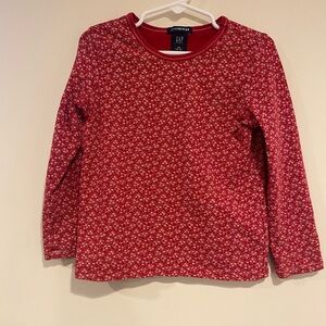 GAP Kids Red and White Floral Long Sleeve Tee